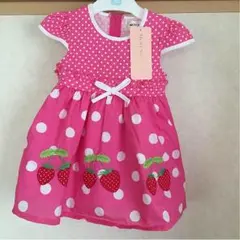 新品！MOO NON NON イチゴドットワンピース 90㎝