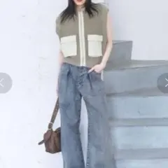 美品 JEANASIS 7G ブリーチポケットショートベスト ベージュのサムネイル