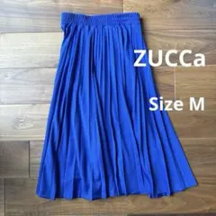 ZUCCa ランダムプリーツロングスカート ウエストゴムブルー Mサイズ 日本製のサムネイル
