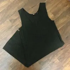 ユニクロ ブラッシュドジャージージャンパースカート/丈短め M ダークグレー