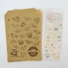【平成レトロ】サンリオ　シナモロール　ギフト袋　ぷっくりシール　セット　レア