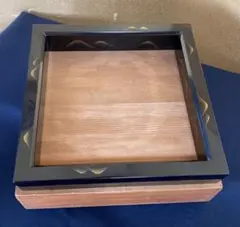 《R》茶道具 黒真塗 遠山蒔絵 炉縁 木箱　260821i4