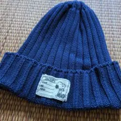 ＃スヌーピー 　＃ニット帽 　ネイビー アクリル製