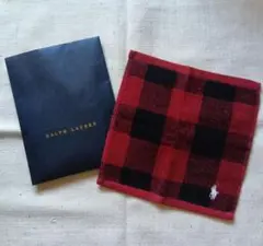 【タグシール付き未使用新品】ラルフローレン チェック柄タオルハンカチ　袋付き