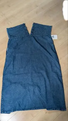 大きいサイズ！シャーリングロングワンピースブルー 4L値下げしました