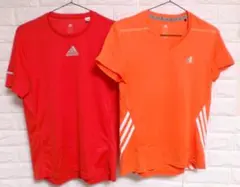 【2枚セット】アディダス スポーツ Mサイズ Tシャツ レッド オレンジ♪