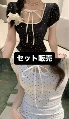 shein 半袖ドット柄Tシャツ