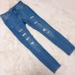 【美品❣️】H&M エイチアンドエム　デニム　ダメージ　スキニー