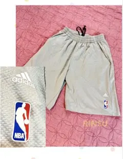 adidas NBA バスパン　ハーフパンツ　ショートパンツ　メンズ　グレー