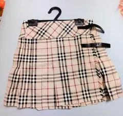 BURBERRY ベージュチェック プリーツスカート サイドベルト付き