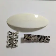 バレッタ ヘアポニー ヘアアクセサリーセット 3点まとめ売り シルバー系