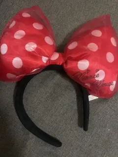 ミニーマウス 赤 水玉 デカリボン カチューシャ