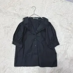 NICE CLAUP ナイスクラップ　襟レース　パフ袖　ブラウス