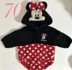 ミニーちゃんロンパース　フード付き70