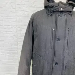 【高級スエード調】Golden Bear 中綿 フーデッドジャケット L 濃灰