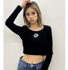 GYDA GDロゴラインストーンテレコトップス