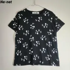 にゃー ネネット 総柄 半袖 Tシャツ ブラック サイズ2 綿100%のサムネイル