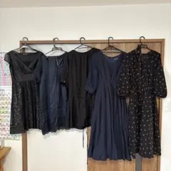 ドレスセット 黒 ネイビー 花柄