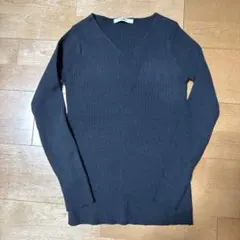 GRL ブラック Vネック 長袖ニット リブ
