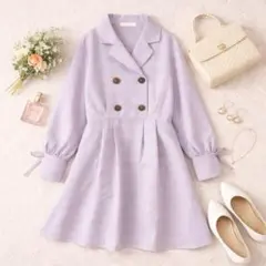 美品 マジェスティックレゴン 【M】 チェック トレンチ風ワンピース ピンク