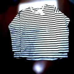 UNIQLO エアリズム オフホワイトと 黒の横ライン長袖Tシャツ L新品