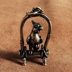 真鍮 インコ キーホルダー パロット 鳥かご 鳥 ゴールド 酉年 バード チキン