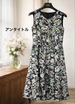 アンタイトル花柄ワンピース フレア Aライン ノースリーブ上品 清楚 大人可愛い