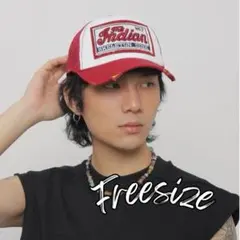 メッシュキャップ 帽子 アメカジ ダメージ加工 Y2K グランジ レッド 赤