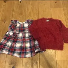 GAP チェック柄ワンピース　80 チュニック セット　クリスマス　双子