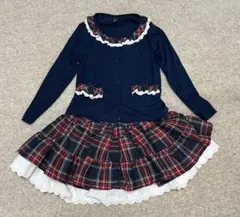 ネイビー フリル付きカーディガンとスカートセット 130サイズ