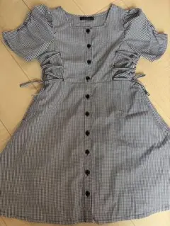 JENNILove ギンガムチェック柄 半袖ワンピース ブラック 140