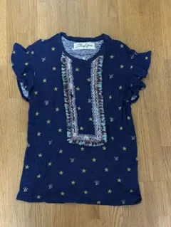 シェアースピリット　星柄フリル袖Tシャツ ネイビーブルーのサムネイル