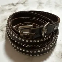 希少 HTC ナロースタッズベルト 34 ブラウン エンドスタッズ レザー刻印有