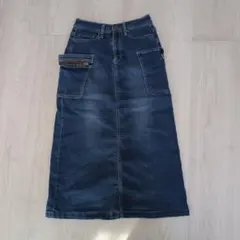 デニムブルー タイトスカート ゴムウエスト