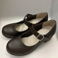 【訳あり】byあしながおじさん厚底ストラップシューズ　ダークブラウン23.5cm