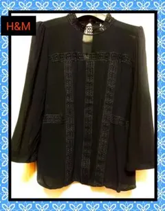 H&M　カットソー　ブラウス　シースルー　黒