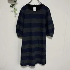 スピックアンドスパン　バックリボン　ボーダー　ワンピース　異素材ドッキング