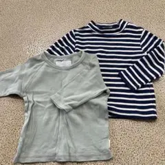 ミントグリーンとストライプの長袖Tシャツセット