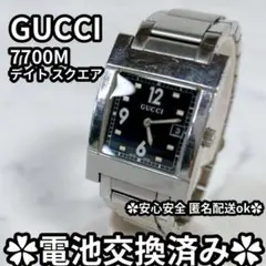 ☆美品☆GUCCI グッチ 腕時計 7700M スクエア デイト シルバー - メルカリ