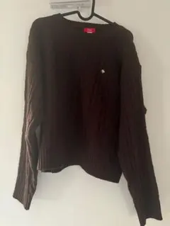 POLO ダークブラウン ケーブルニット セーター