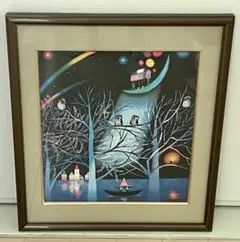 水晶絵 アートパネル フルムーン 月 海 夜景 絵画 絵 壁掛け 額縁