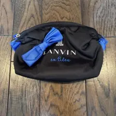 【新品未使用】 LANVIN ブラックポーチ リボン付き