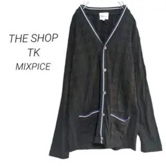 ザショップティーケー/長袖ニットカーディガン チェック 千鳥格子柄 ブラック L