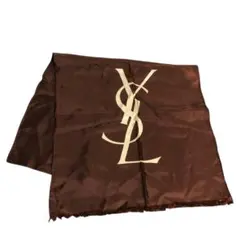 イヴサンローラン YSL シルク ストール ロゴ ブラウン