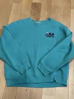 90年代　FILA　刺繍ロゴ　トレーナー　緑　Ｓ　スウェット　古着　人気