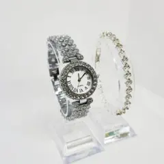 【超お買得】ラグジュアリ腕時計 ／高級感／人気／キラキラ／シルバー／レディース