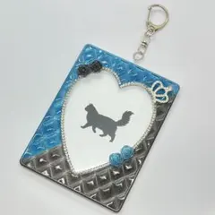 レジンデコ 硬質ケース キーホルダータイプ キルティング バイカラー 青 黒