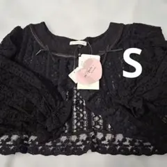 新品タグ付 青木美沙子 レース ボレロ S カーディガン ブラック しまみさのサムネイル