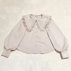 【美品】NICE CLAUPビックカラーレース襟ブラウス　ナイスクラップ　長袖