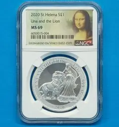 2023 セントヘレナ ウナとライオン 1ポンド銀貨 NGC MS70FR ④ NGC鑑定PF70】2023年Gilt版 ウナとライオン イギリス領セント